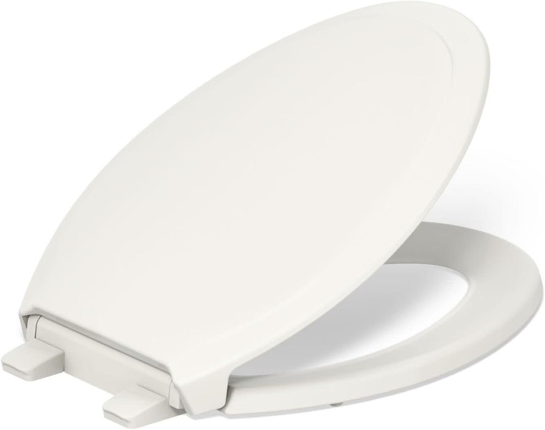 KOHLER 4734-RL-96 Rutledge ReadyLatch Soft Close Elongated Toilet Seat, Quiet-Close Lid, Grip-Tight Bumpers, Installation Hardware, Home Essentials, Biscuit