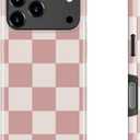DEENAKIN for iPhone 17 Pro Max Case - Wireless Charging Compatible - Dual-Layer Hard Shell & Silicone Cover - Protective Phone Case with Trendy Cute Designs for Women - Brown Checkered Pattern