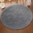 Plush Round Rug Soft Indoor Modern Area Rugs Yoga Mat for Children Bedroom Home Decor Nursery Grey 2 Feet, Size: 22 in