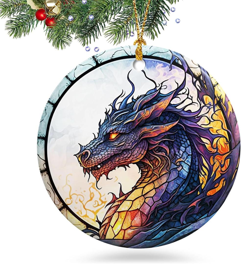2 x Dragon Christmas Ornament 2025 Christmas Ornament Holidays Ornaments Christmas Tree Ornaments Hanging Accessories Navidad decoracion Xmas Dragon Lovers Gifts Ideas for Indoor Outdoor Decor