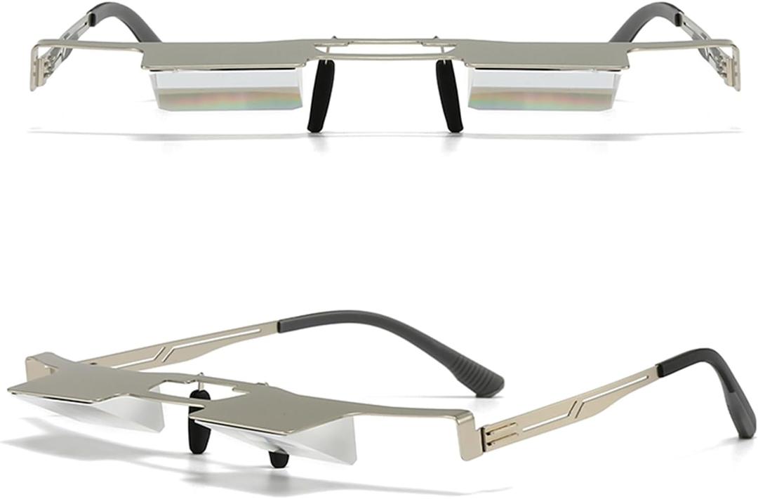 New Upgraded Lazy Glasses for Lying Down Bed Reading Watching TV Prism Glasses Light Metal Frame