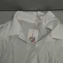 SHENHE Women's Sheer Button Up Blouse Half Sleeve Cropped Loose Button Down Shirt Top, Medium