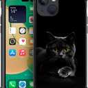 Compatible with iPhone 14 Case,A Black Cat Design Case for Men Girls Soft TPU Bumper Hard PC Back Anti-Fall Shockproof Protective Slim Pattern Cover