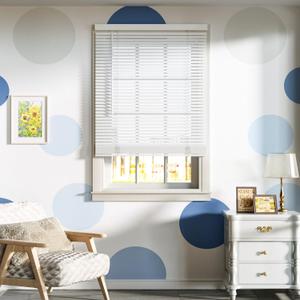 SZXIMU 1" Cordless Blinds for Indoor Windows, 64" W X 64" H Window Blinds, Light Filtering Horizontal Mini Blind, White Blinds & Shades for Home Office Bedroom Kitchen Living Room