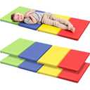 Wesiti 5 Pcs Nap Mats for Preschool 47 x 24" 1inch Thick Folding Rest Mat 4 Section, Sleeping Pad for Kids Children Daycare Nap School Classroom Kindergarten Daycare Travel Home, Colorful