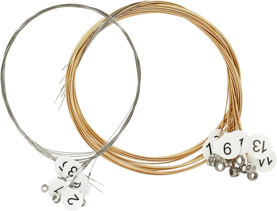 Bonsicoky A Set of 16 Harp Strings, Replacement Metal String for Harp
