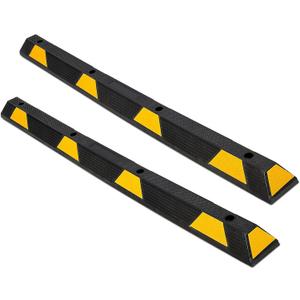 Black & Yellow 2-Pack 72 Inch Parking Curb Heavy Duty Rubber Wheel Stopper, Garage Floor Stopper for Vehicles