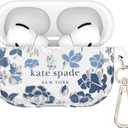 Kate Spade New York AirPods Pro Protective Case with Keychain Ring - Flowerbed Blue, Compatible with AirPods Pro 2nd / 1st Generation