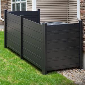 YITAHOME 44" W X 44" H Air Conditioner Fence Privacy Screen with Metal Stakes, Outdoor Trash Can Enclosure, Vinyl Pool Equipment Enclosure (4 Panels, Black)