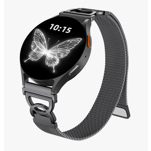 Compatible with Samsung Galaxy Watch 7 Strap 40mm 44mm - Galaxy Watch 6 4 5 Straps, Slim Stainless Steel Metal Mesh Magnetic Band for Samsung FE, 6 Classic, 5 Pro, 4 Classic, Black