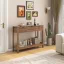 Nasonet Fluted Console Table, Wooden Sofa Table with Storage and Drawers, Behind Couch Table Modern Entryway Table for Entrance, Hallway, Living Room, Brown