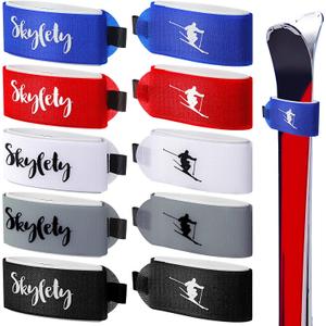 Skylety 10 Pcs Ski Strap Fasteners Tape Adjustable Ski Wraps Ties for Carrying Gear Winter Christmas