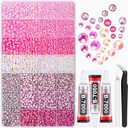 20000Pcs Pink Rhinestones for Bedazzling with B7000 Jewelry Glue, Resin Rhinestones for Crafting Crafts DIY, Bedazzler Kit Gems for Clothing Shoes Tumblers Fabric Nail Art Assorted Size 3/4/5/6mm (X Large Pack + 3Pcs Glue)