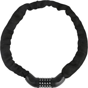 Bicycle Chain Lock, 5-Digit Combination, Anti-Theft Security Lock, Length 39.3 inches, Chain Diameter 0.217 inches, Cut-Resistant, Drill-Proof, Rust-Proof (Black)