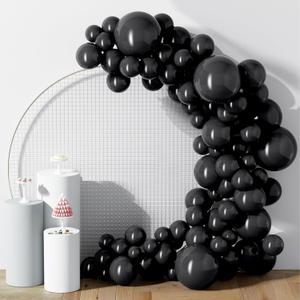 2 x DECOCKRAT 130PCS Black Balloons, Latex Balloons Different Sizes 18/12/10/5 Inch, Helium Balloons with Ribbon, Party Balloon Set for Birthday Wedding Graduation Anniversary Baby Shower Decorations.