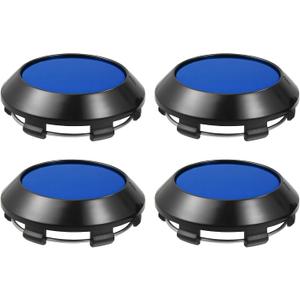 ACROPIX 70mm Dia 6 Clips Wheel Tyre Center Hub Caps Covers for Vehicle Black Gloss Blue - Pack of 4