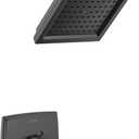 Delta Faucet Geist 14 Series Black Shower Faucet, Shower Trim Kit with Single-Spray Matte Black Shower Head, Shower Faucet Set Complete, Matte Black 142864-BL