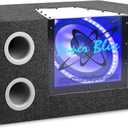 Pyramid 12" 1200W Car Audio Subwoofer - 2 Way Neon Bandpass Speaker System w/Blue Lights, DC 12V Input/4 Ohm/32Hz-1KHz Freq.Res w/Plexi-Glass Front Window & Silver Polypropylene Cone