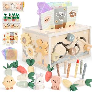 DINORUN Baby Tissue Box Toy - Baby Toys 18 Months 2 3 4 Years Montessori Toys for Babies 18 Months with Crinkle, Infant Activity Cube Sensory Christmas Stocking Stuffers Learning Toy for 2 3 4 Years