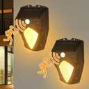 Lumsoloire Solar Wall Lights Outdoor, Dusk to Dawn Motion Sensor Lights Waterproof, Motion Sensor Solar Porch Lights with 3 Modes, for Patio, Garage, Shed (2 Pack)