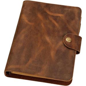 Personalized Simple A5 leather ring binder notebook cover/distressed leather refillable refill journal diary - NBA505S
