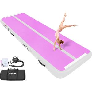 VOFiTNY All Purpose Double faced Gymnastics Air Mat 10’x3.3’x4’’ Sturdy Tumble Track for Home/ Gym Cyan/ HotPink