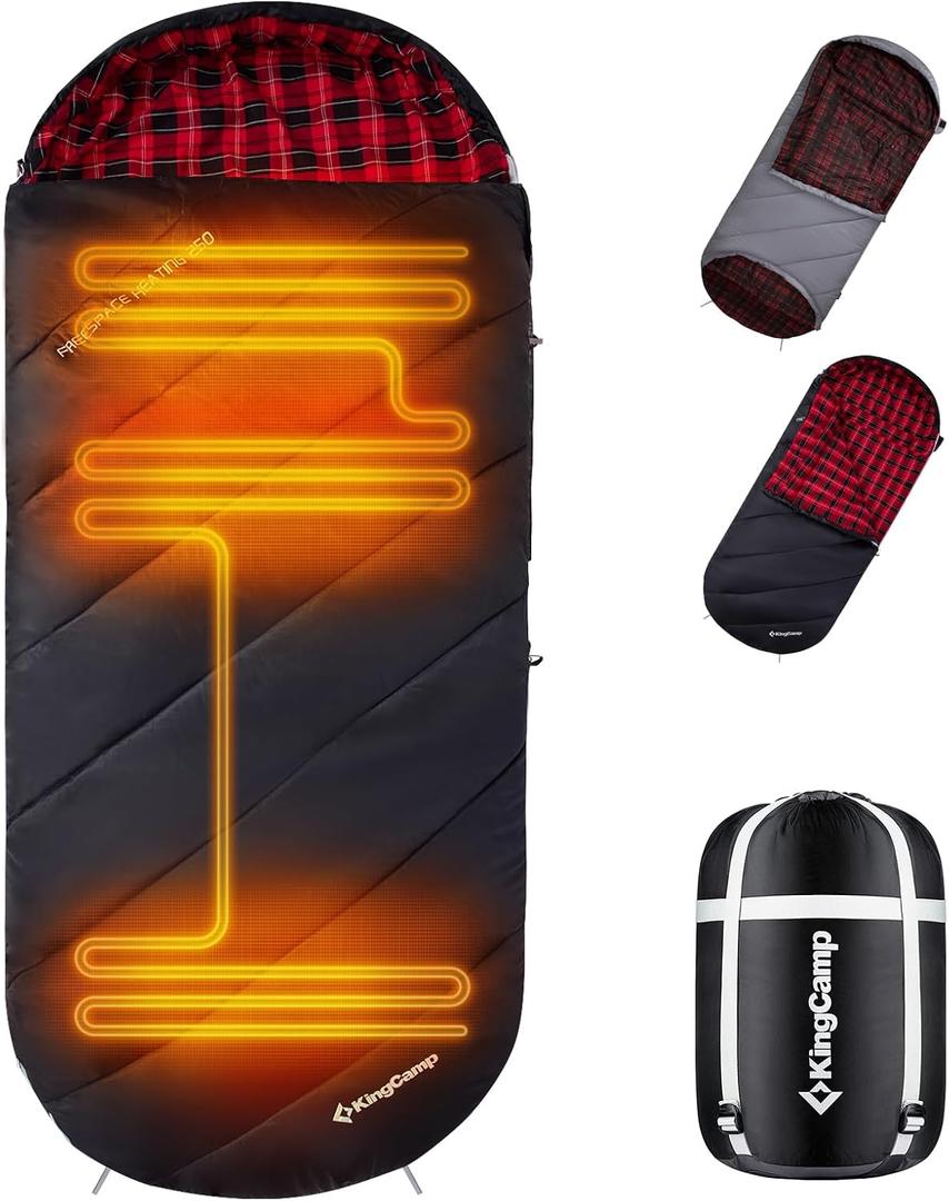 KingCamp Sleeping Bag for Adults, Cold Weather & Warm Extra Wide Big & Tall XL Portable Waterproof Flannel Sleeping Bags, Essentials Gear Accessories for Camping Backpacking Hiking