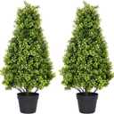 2.5ft Artificial Boxwood Topiary Trees, 30'' UV Resistant Faux Plants for Outdoor Planter, Front Porch Decor, Set of 2