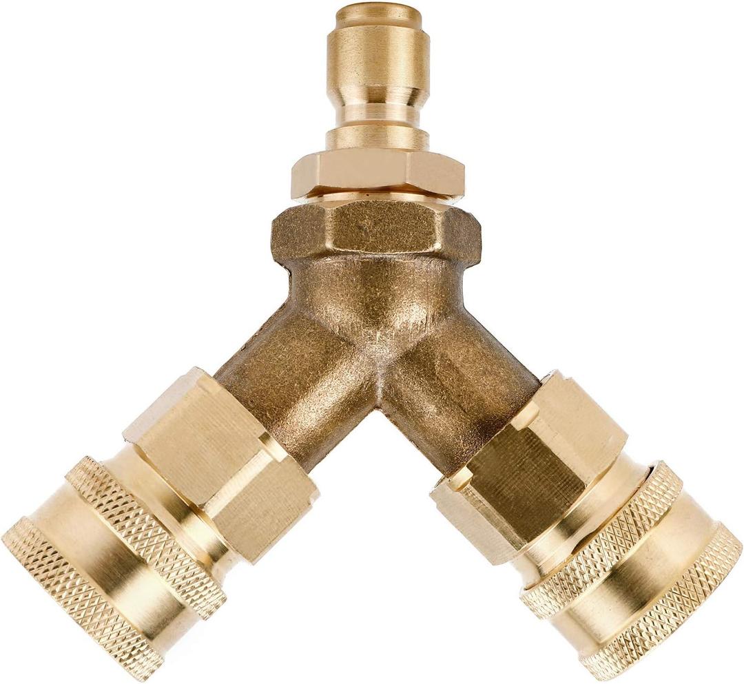 Homend Pressure Washer Tee, Splitter Coupler, Quick Connect Two Gun to One Power Washer, 3/8 Inch Fitting