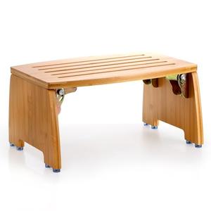 Lyellfe Bamboo Folding Step Stool, Non-Slip Leg Shaving Foot Rest Chair, Foldable One Step Stool for Home, Adults, Support up to 300lbs, Fully Assembled