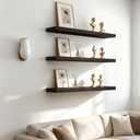 Brown Wood Floating Shelves For Wall Shelves For Bedroom, 24 Inch Set Of 4