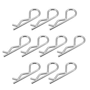 uxcell Clip Pins 3mm Wire Carbon Steel 60mm Length Trailer R Shaped Spring Cotter Tractor Mower Fastener Hardware Silver Tone 10pcs
