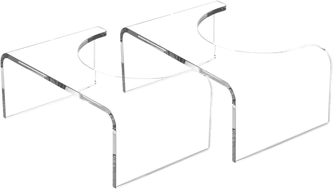 Acrylic Toilet Stool Squat Set of 2, Squatting Toilet Stool for Adults Kids,Modern Design Pooping Stool, Easily Blend into Any Bathroom (Clear-2PCS)