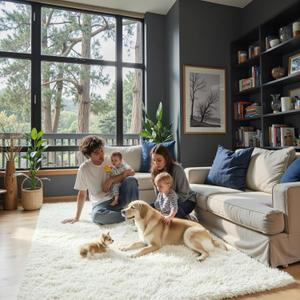 3x5 Rug, Bedside Preppy Dorm Area Rug, College Essentials Small Carpets for Bedroom, Anti Slip Living Room Rugs Home Decor (Cream, 3 x 5)