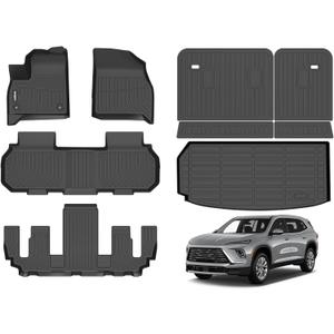GINOWY-Floor Mats & Cargo Liner for Buick Enclave 2025 2026 &GMC Acadia Only 7 Seats &Chevy Traverse Only 7 Seats 2024-2026, TPE All Weather Car Floor Mats, Non-Slip Waterproof Accessories Mats,Black