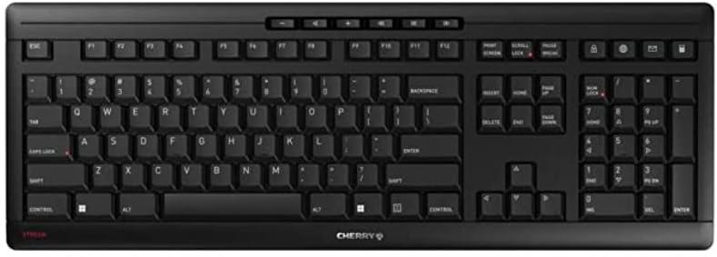 Cherry Stream Wireless Keyboard with SX Scissors Mechanism, Slim yet Full Size QWERTY Ergo Friendly with Number Pad, Thin Design with Quiet keystroke for use at Home Office or Work, Black 