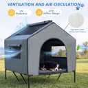 XIAPIA Dog House Outdoor, 43" Tall 3-in-1 Elevated Dog Bed with Roof, Grey