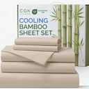 Bamboo Sheets Split King Size - Cooling Sheets for Split King - 100% Rayon Derived from Bamboo - Soft Breathable Hotel Luxury Bedding - 1 Flat, 1 Fitted & 2 Pillowcases w/ 16 Inch Deep Pockets - Wheat