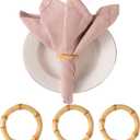 Bamboo Napkin Rings Set of 12 Handmade Napkin Holder Rings Farmhouse Table Decorations for Birthday,Christmas,Thanksgiving,Weddings,Anniversaries and etc