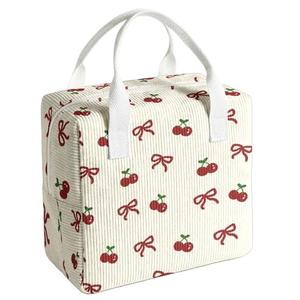 Dawuyu Lunch Box for Women and Men, Insulated Fabric Lunchbag for Work, Leakproof Adult Lunchbox, Cooler Lunch Tote Bag for Offices College Picnic Travel Outdoor(Cherry)