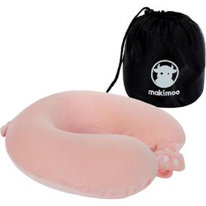 Travel Neck Pillow, Top Memory Foam Pillow for Head Support, Ideal for Airplanes, Cars, and Home Recliners, Adjustable and Soft (Pink)