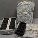 CUBETASTIC Extra Large Nail Polish Organizer Case Holds 86 to 100+ Bottles Nail Polish & Nail Lamp, Nail Supplies Storage Carrying Bag with 2 Removable Pouches (Blue Floral, 86 Slots)