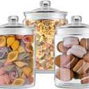 Glass Jars 64 oz,Candy Jar with Lid For Household,Food Grade Clear Jars (3 Pack)