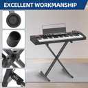 GLEAM Keyboard Stand and Bench Set, Double X Style Digital Piano Stand Height from 19" to 38", Heavy Density Foam Padded Stool from 14" to 18" Black