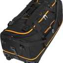 31” 95L Expandable to 125L Foldable Wheeled Duffle Bag, Black Orange