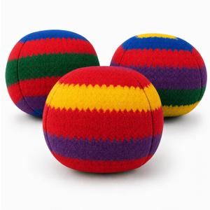 Retro Striped Footbag Professional Sand Filled Kick Ball - Foot Bag for Beginners & Pros, Compact Agility Training & Outdoor Circle Game for Adults and Teens (03-A)