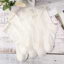 6 Pairs Womens Ruffle Slouch Socks Thin Mesh Breathable Casual Lace Cotton Crew Socks Cute Ankle Stockings for Women (White)