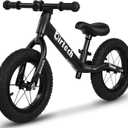 12" Balance Bike for 2, 3, 4, 5, 6 Year Old Boys and Girls, Lightweight Nylon Frame Toddler Training Bike No Pedal Bikes for Kids with Adjustable Seat and Air Tires (Black)