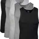 Gildan Men's A-shirt Tanks, Multipack, Style G1104, Grey/Black (5 Pack), Small