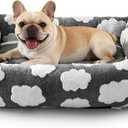 JOEJOY Small Dog Bed for Small Dogs, Rectangle Washable Orthopedic Dog Bed with Removable Zipper Cover, Cute Soft Calming Puppy Pet Bed with Jacquard Shaggy Plush & Non Skid Bottom, S PLUS (25"x21"x7")